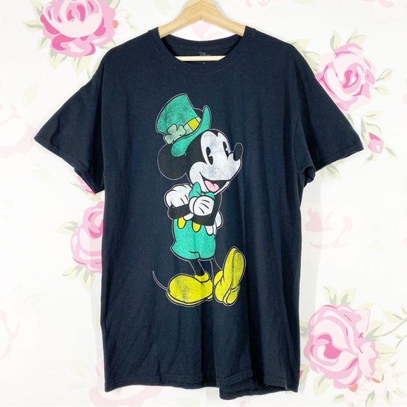 Disney Tops - Disney Mickey Mouse St. Patrick’s Graphic Short Sleeves Crew Neck Shirt L
